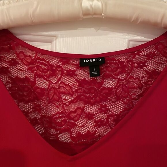 Torrid Red Lace long sleeved blouse❤️ - Picture 2 of 8